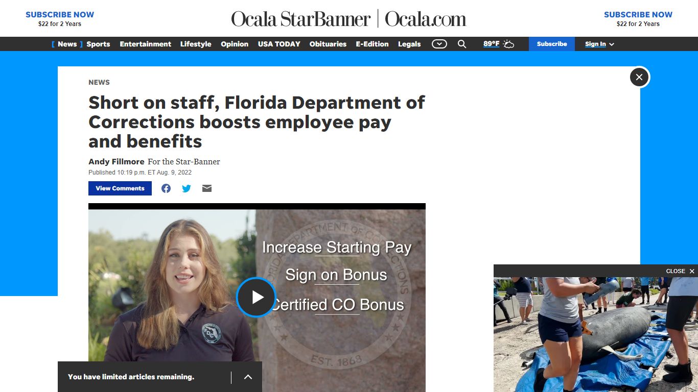 Short on staff, Florida Department of Corrections boosts employee pay ...